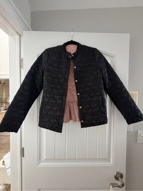 kate spade Black reversible pink heart Quilted Jacket size xxs 0 xs